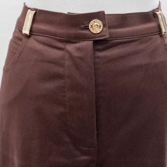 St John by Marie Gray Brown Gold Accent Tailored Straight Leg Trousers Pants Sz8 - Picture 13 of 16